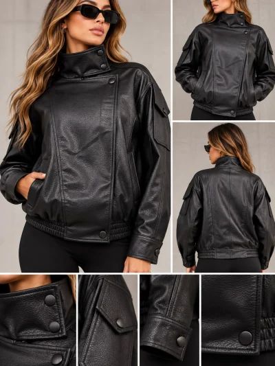 Chaqueta Viral Botones Mujer Negra